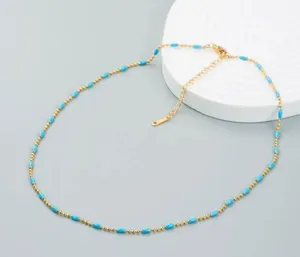 Blue Gold Beaded Necklace thumbnail 1