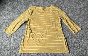 A New Day Women's yellow white striped quarter sleeve top size large thumbnail 1