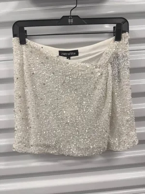 Retrofête Ezra Sequin Silk Mini Skirt White Womens Size Medium thumbnail 4