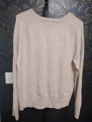 Banana Republic Light Beige/Pink Merino Wool Crewneck Sweater thumbnail 4