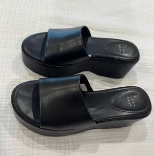 A New Day Black Platform Wedge Sandals 9 thumbnail 3