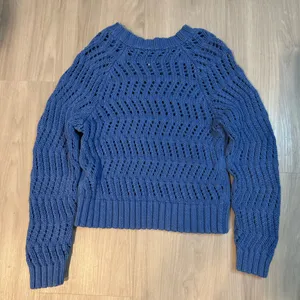 American eagle AE blue crochet Crewneck sweater pullover size medium thumbnail 5