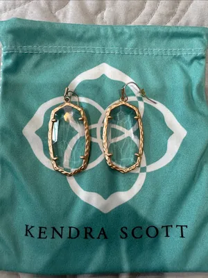 Kendra Scott “Ella” Drop Gold-Tone Clear Faceted Drop Earrings with Pouch thumbnail 1