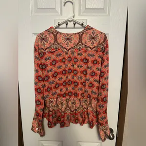 Free People Coral Paisley V-Neck Blouse thumbnail 4