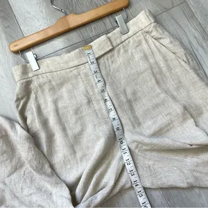 Abercrombie & Fitch Pants linen tailored straight leg womens Beige size 8 short thumbnail 7