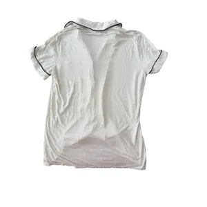 Joyarza White Pajama Set Medium Soft Viscose Button Front Short Sleeve Sleepwear thumbnail 8