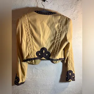 Double D Ranch Gold Tan Studded Blazer Jacket Brown Detailing cropped western M thumbnail 7