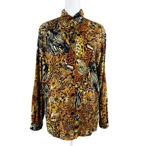 Vintage ‘90s Beechers Brook Tiger, Leopard & Zebra Print Long Sleeve Blouse thumbnail 4