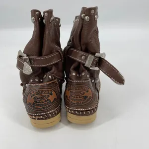 Hector Riccione‎ Leather Moc Toe Boots Studded Buckle Boho Womens Size 7 Western thumbnail 4