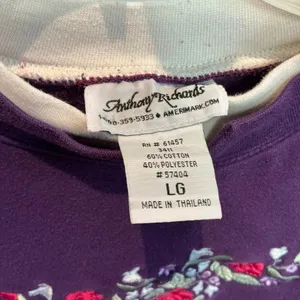 Vintage Cottagecore Purple Floral Crewneck Sweatshirt Grandma Large‎ thumbnail 3