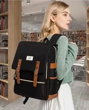 WoWang Waterproof Vintage-Style Backpack One Size Black and Brown thumbnail 1