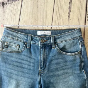 KanCan Leslie Fringe Hem Distressed Mid Rise Skinny Jeans thumbnail 10