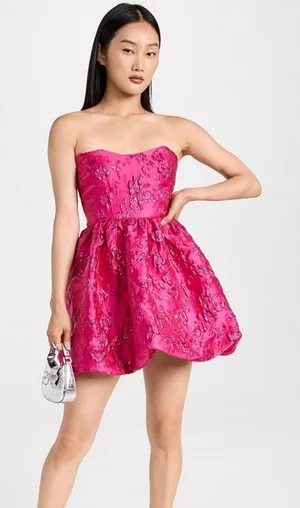 NEW Amanda Uprichard Addison Fuchsia Bubble Mini Dress, Medium, MSRP $236 thumbnail 1