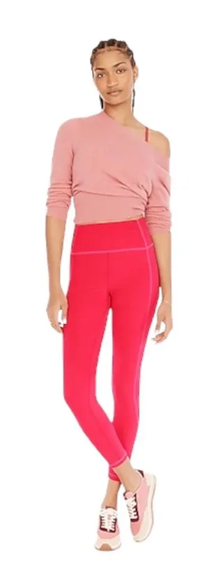 J. Crew High Rise Hot Pink Hibiscus Cloud Stretch Gym Leggings Size Large thumbnail 1