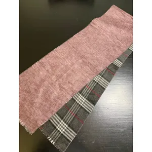 Cashmink by V. Fraas Reversible Plaid Scarf Grey Mauve Red Made in Germany NWT thumbnail 4