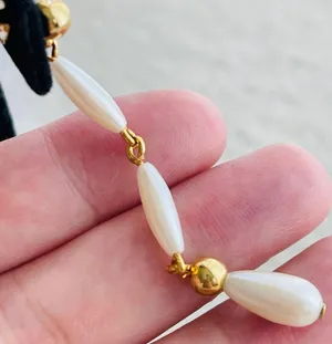 Vintage artificial pearls dropped earrings thumbnail 4