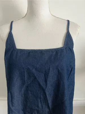 La Relaxed • Dark Denim Lace Trim Tank Top thumbnail 4