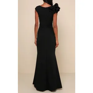 Lulus Lucette Sleeveless Ruffled Mermaid Maxi Dress Gown Black Medium thumbnail 2