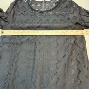 Laundry by Shelli Segal black lace long-sleeve mini Dress SIZE 4 thumbnail 9