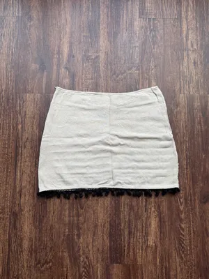 Altar'd State Women’s Tan Linen Blend Embroidered Bird Flower Mini Skirt -Size M thumbnail 2