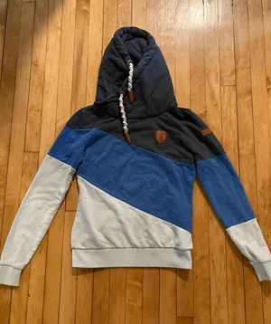 Wanakome Selene Color Block Blue Diagonal Stripes Hoodie Size Small thumbnail 1