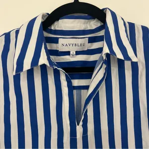 Navy Bleu Royal Stripe Puff Sleeve Shirt Dress thumbnail 4