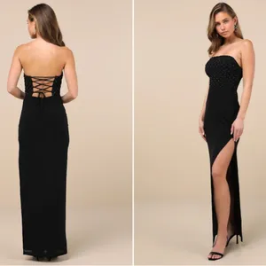 LULU's Chic Prom Wedding Sexy Rhinestone Holiday Party New Years Sparkle Maxi thumbnail 2