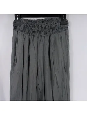 Black Smocked Waist Wide Leg Pants Size M thumbnail 2