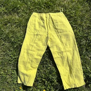 Vintage Yellow Linen Tailored Cropped Pants Size 18W thumbnail 7