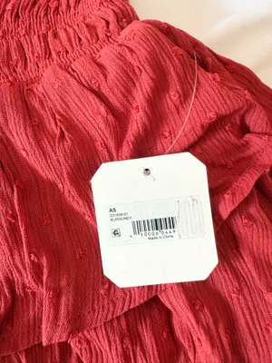 Altar’d State Burgundy Pleated Dot Ruffle Mini Skirt Size Small thumbnail 4