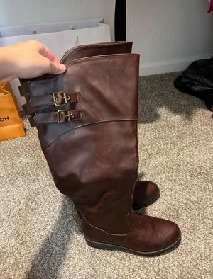 Journee Collection Brown Riding Boots thumbnail 1