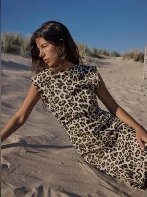 Zara Leopard Print Sleeveless Midi Dress in Neutral Tones thumbnail 2
