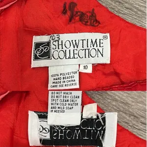 VTG Y2K Showtime Red Beaded Asymmetrical Midriff Cutout Prom Gown Sexy Witch 90s thumbnail 12