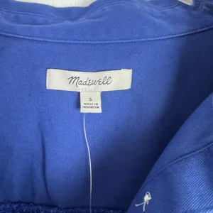 NWT Madewell Mini Shirtdress in Regenerative Chino Long Sleeve Blue Size Small S thumbnail 5