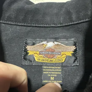 Harley Davidson Black Jean Denim Jacket Embroidered Wings Women's Size Medium thumbnail 4