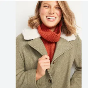 NWOT OLD NAVY Soft-Brushed Sherpa-Trim Jacket for Women In Satin Moss thumbnail 2