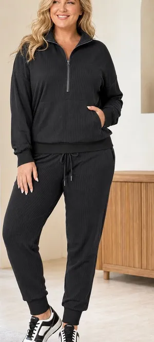Women’s L Black Ribbed 2 thumbnail 1