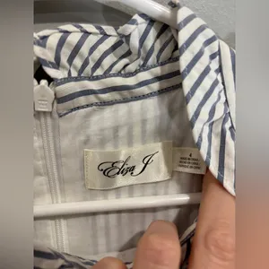 Eliza J. Sleeveless Blue Stripe Seersucker Ruffle Nautical Mini Dress 4 Sheath thumbnail 7