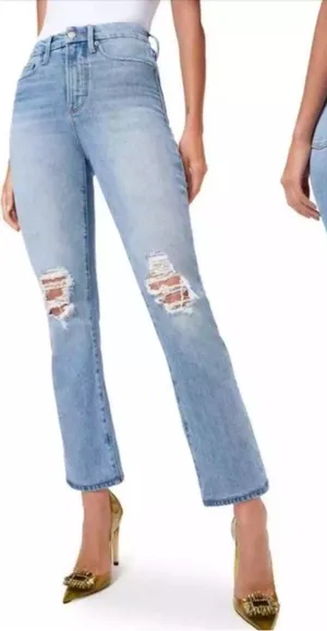 Good American Good Boy Jeans Distressed Wide Release Hem 10/30 thumbnail 1