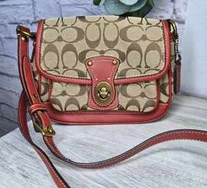 Vintage Coach 10566 Cricket Signature Flap Turnlock Crossbody Red Leather Y2K thumbnail 1