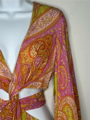 Zara Paisley Cutout Boho Mini Dress‎ With Balloon Sleeves Size M NWT thumbnail 8