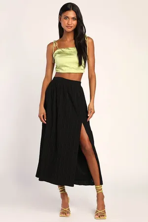 New Lulus Midsummer Memories Black Mid-Rise Maxi Skirt Size Small MSRP $45 thumbnail 2