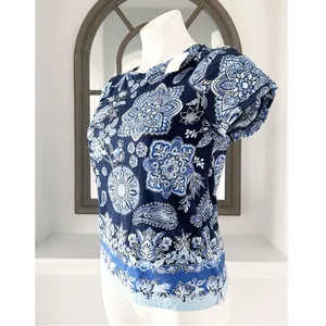 LOFT Crew Neck Floral Paisley Printed Top Tee Size XS New w/Tag thumbnail 2