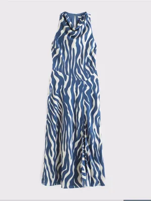 Abercrombie and Fitch cowl neck blue/white zebra print dress. Size M. NWT. thumbnail 4