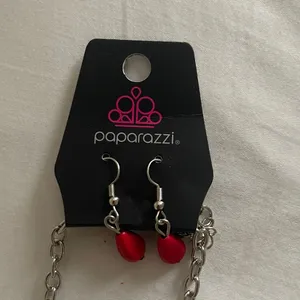 Paparazzi Fashion Red Teardrop Statement Necklace & Earrings Set thumbnail 4