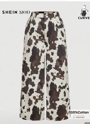SHEIN Curve Jeans Western Print Wide Leg thumbnail 6