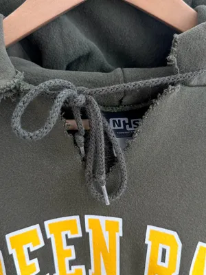 Green Bay Football Distressed Olive Green Hoodie Pullover thumbnail 2