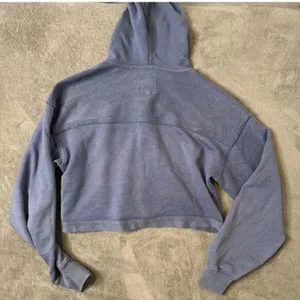 Aerie Crop Distressed Hoodie Full Zip Size S Blue Grunge Boxy Oversized thumbnail 3