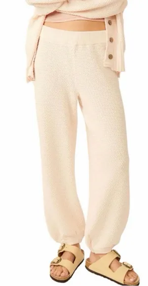 Free People FP Beach Hailee Knit Pants Jogger Balloon size XS Cream Off-White thumbnail 1
