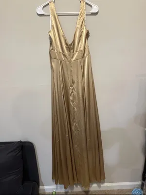 David’s Bridal - Galina Signature Long V-Neck Tank Ful in Golden Color Size 8 thumbnail 3